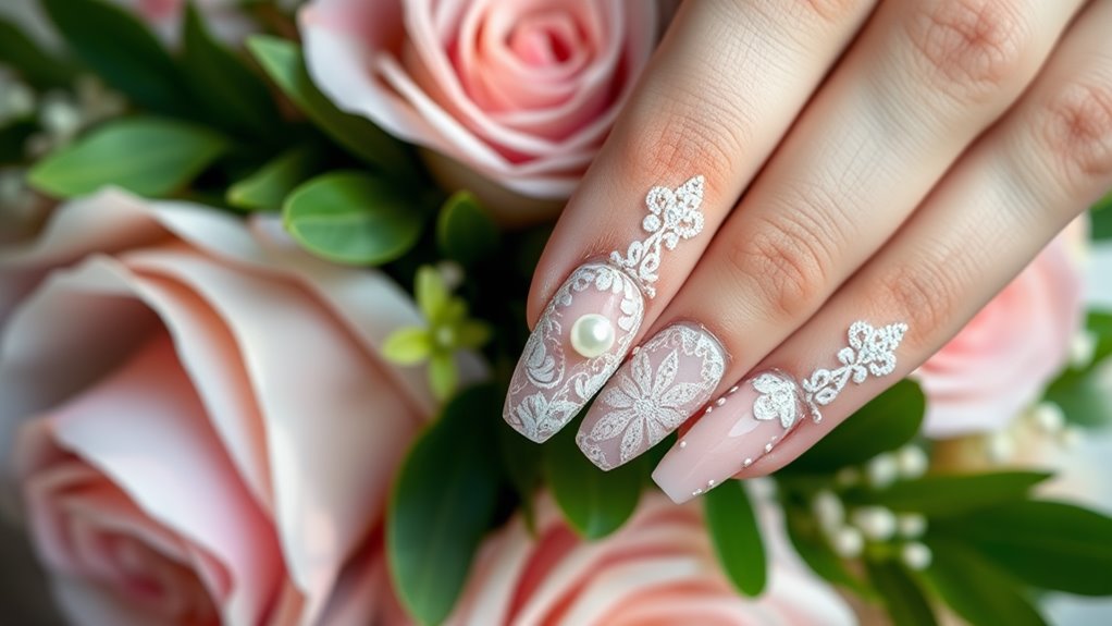 lace inspired nail art design