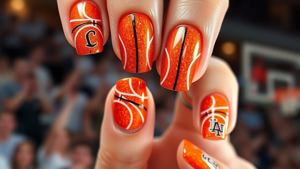 basketball themed nail designs