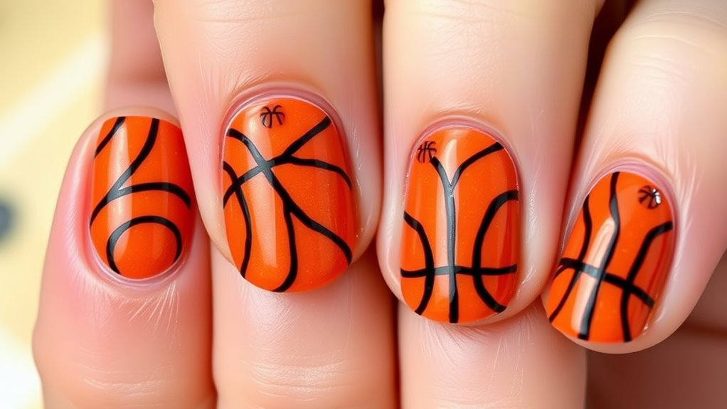 basketball themed nail designs