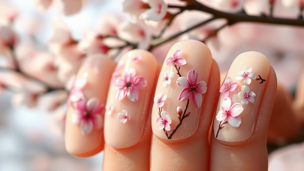 cherry blossom nail art
