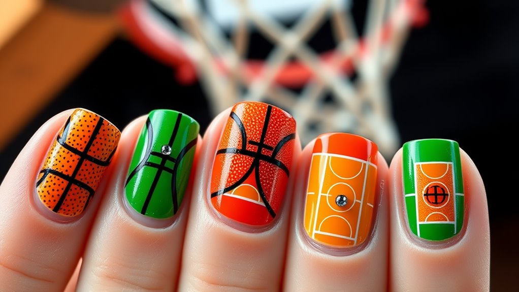 creative basketball nail art