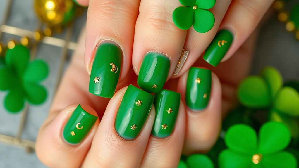 emerald themed festive nail art