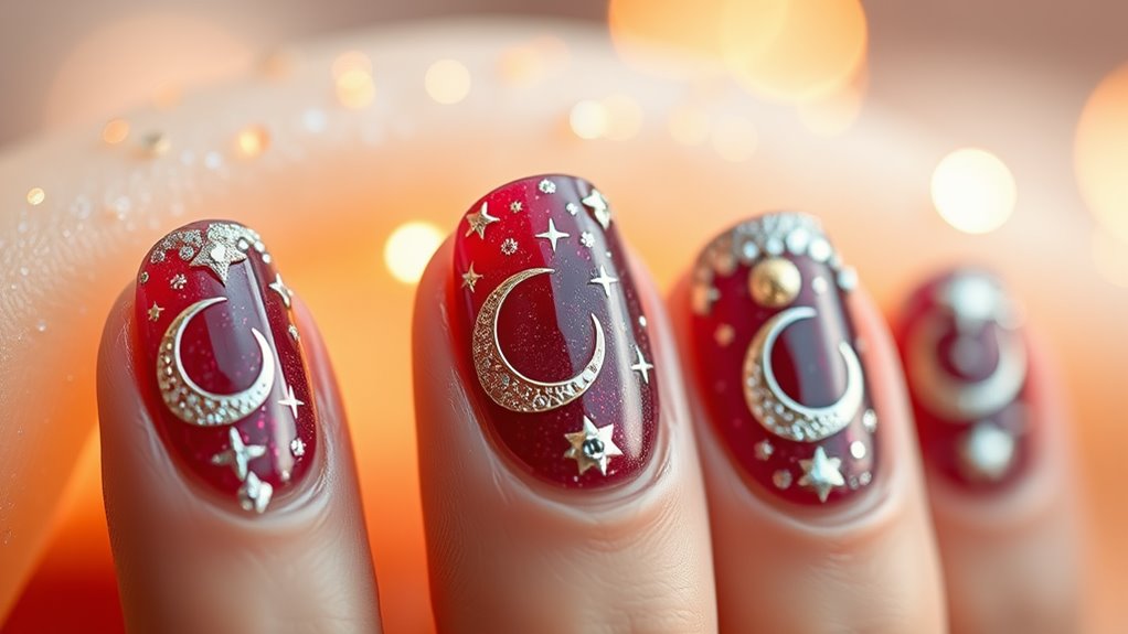 festive glittery accent nails