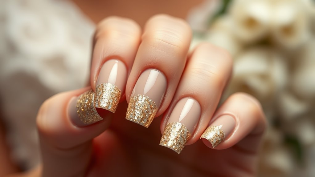 glittery french manicure style