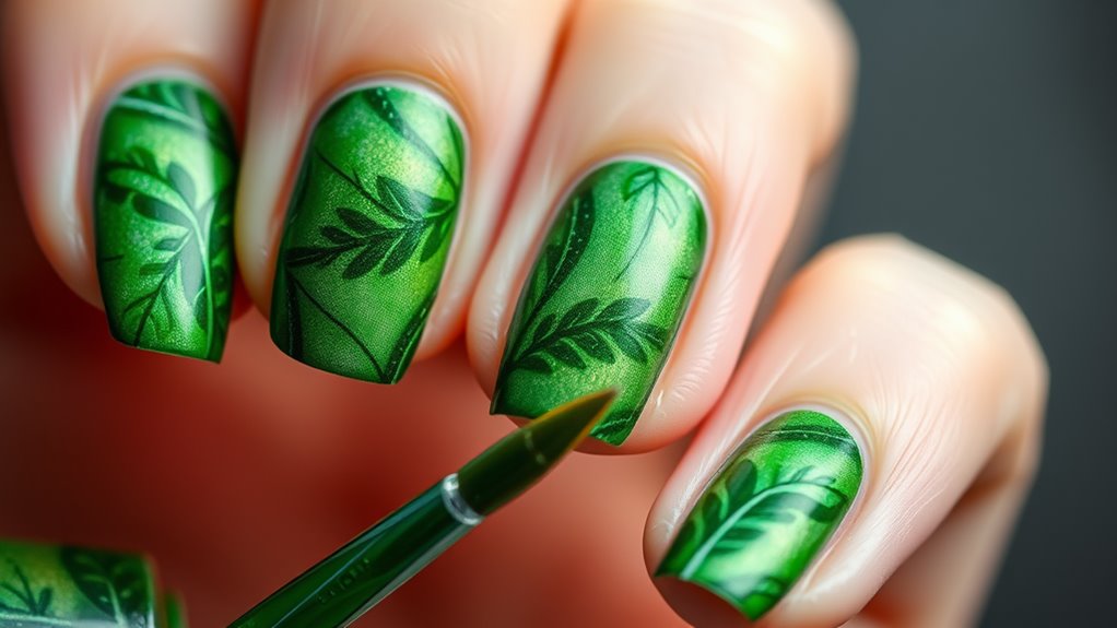 leafy green nail art