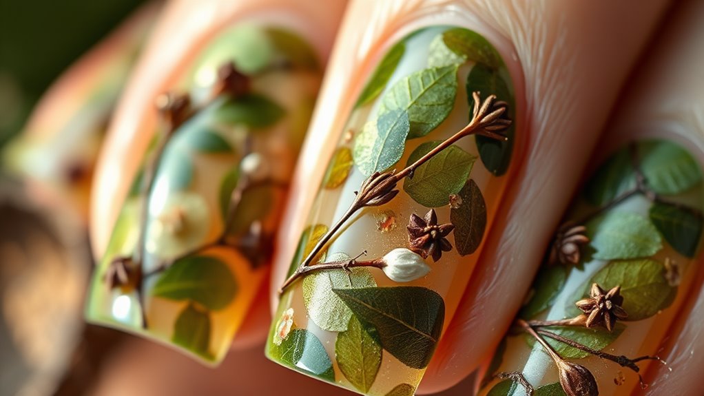 organic materials nail art