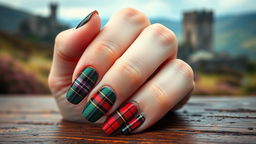 scottish tartan nail art