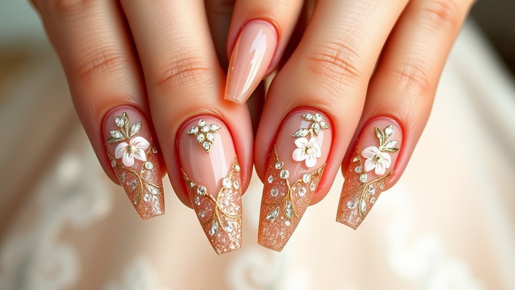 sparkling wedding nail designs