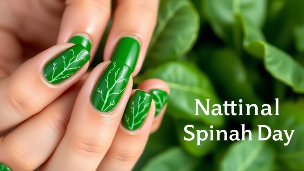 spinach themed nail art tutorial