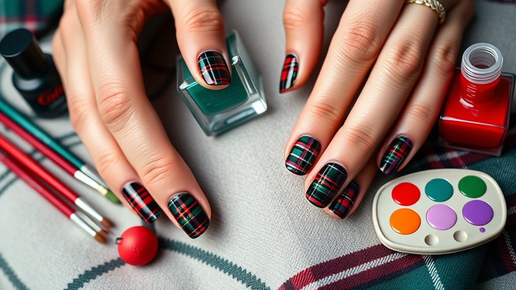 tartan plaid nail art tools