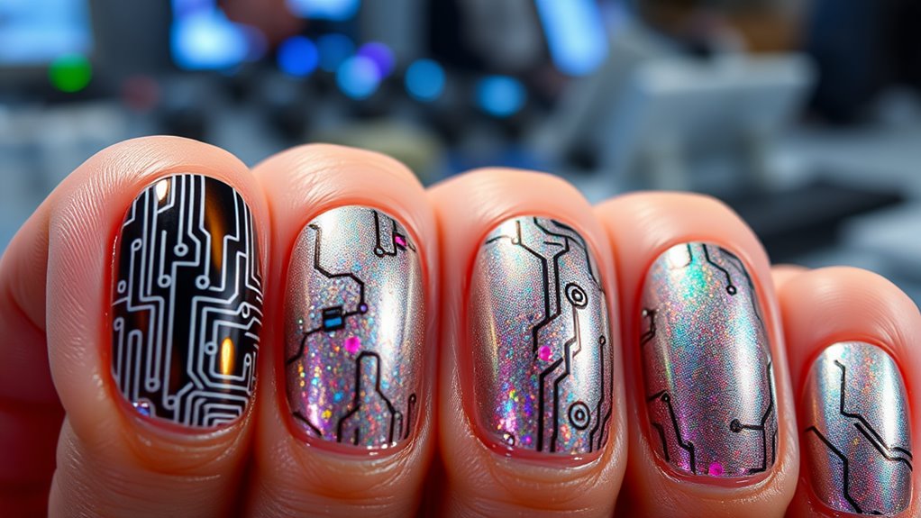 tech inspired nail art