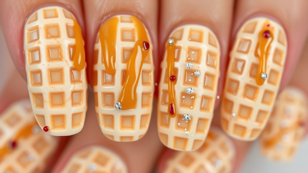 waffle inspired fluffy nails