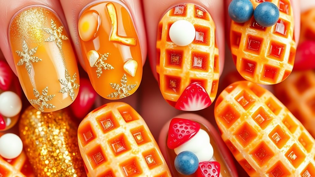 waffle themed nail art designs