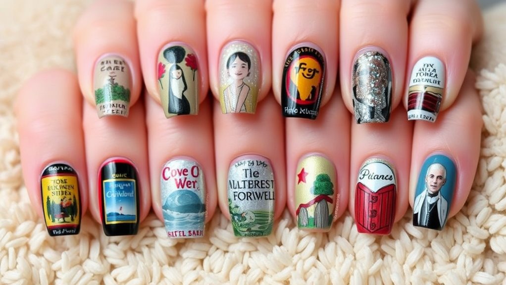 book themed nail art designs