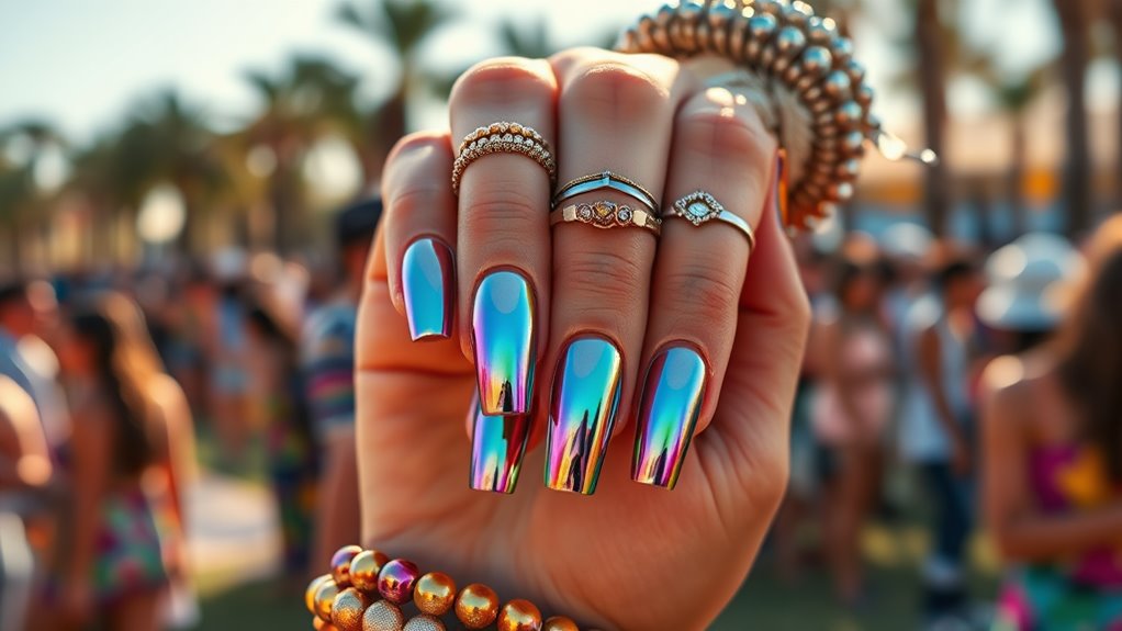 chrome nail trends coachella