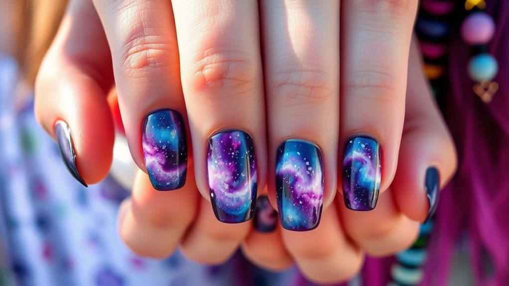 cosmic inspired nail design