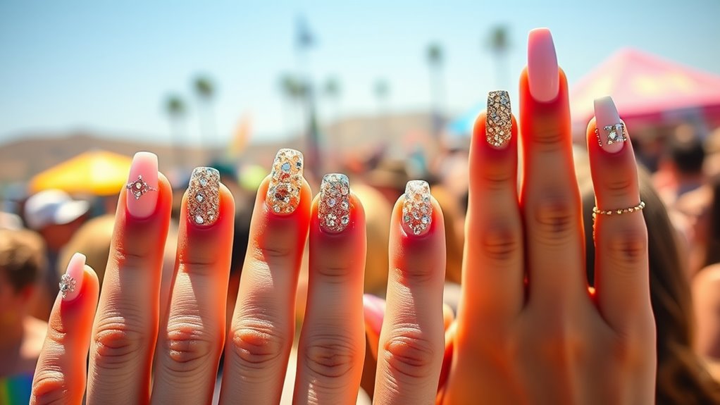festival nail sparkle tips