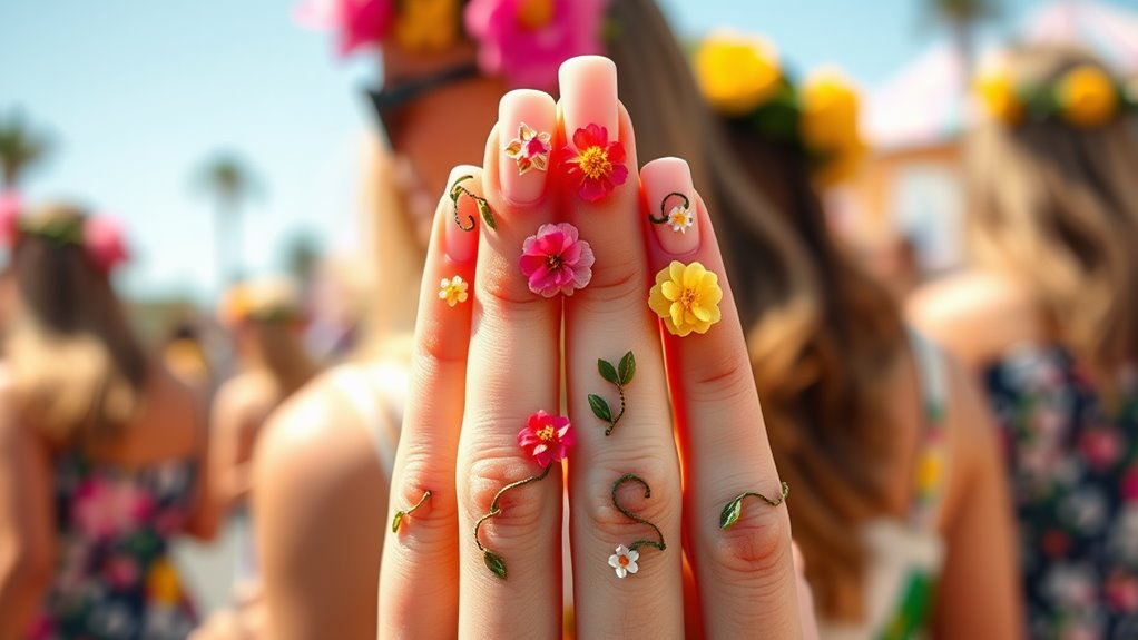 leafy vine nail art