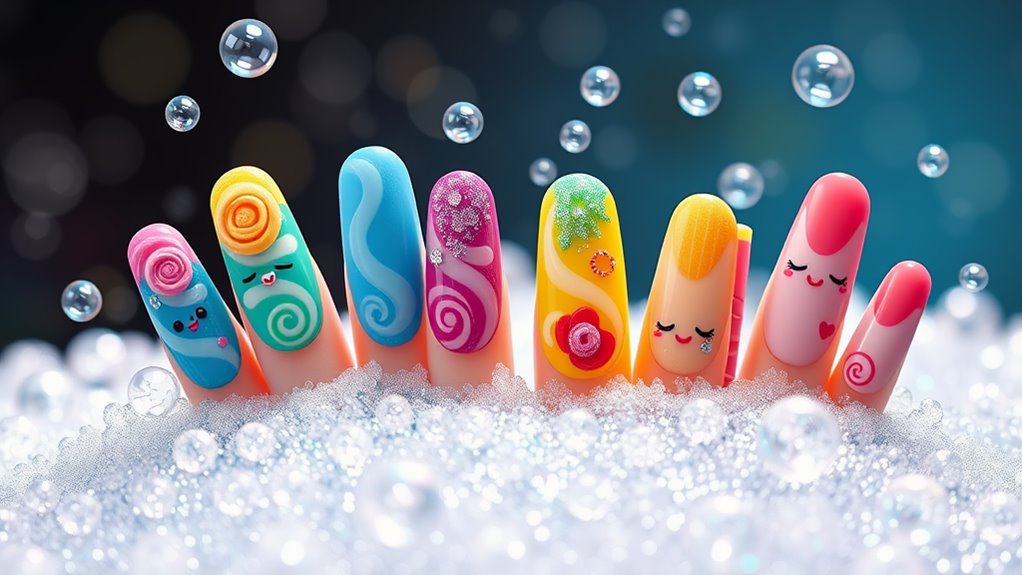 playful cartoon soap nails