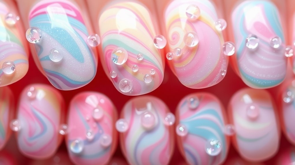 soap and bubbles nails